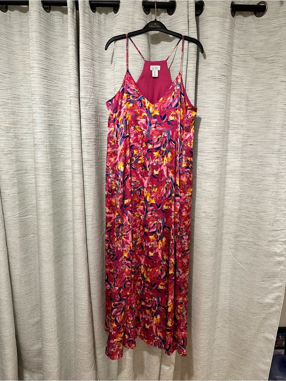 Abstract Floral Maxi Dress - Hot Pink